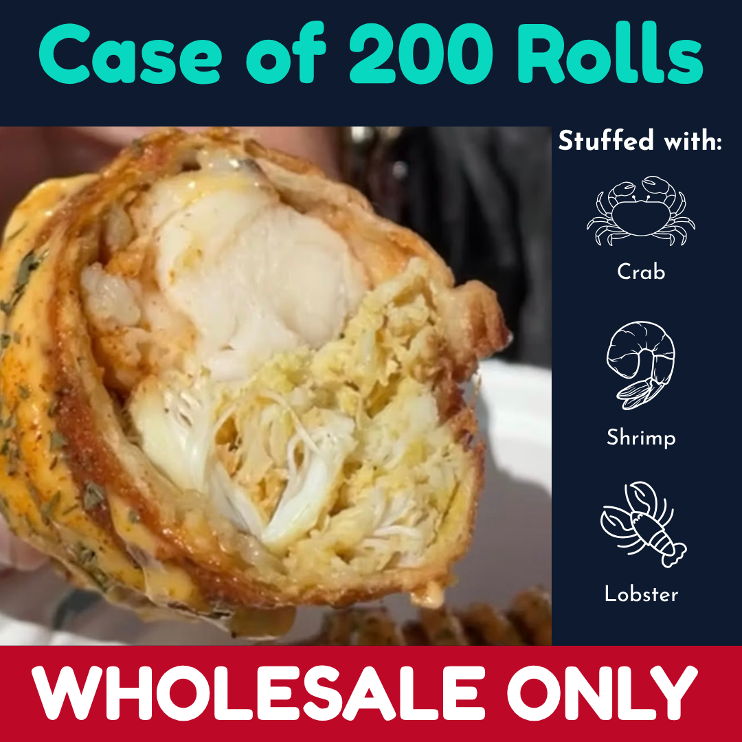 WHOLESALE ONLY - #SelfLove Seafood Egg Rolls - CASE OF 200 (Shrimp, Crab and Lobster Stuffed Rolls)